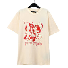 Palm Angels Dragon-Monogram Cotton T-Shirt
