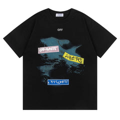 Off White Pattern Print T-Shirts