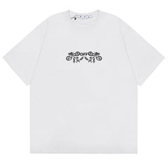 Off White Cashew Flower Arrow Pattern T-Shirts