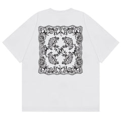 Off White Cashew Flower Arrow Pattern T-Shirts