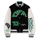 Off White Croco Lea Wool Varsity Jacket