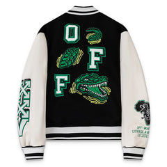 Off White Croco Lea Wool Varsity Jacket