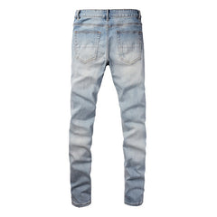 Amiri Side Straight Strips Rips Skinny Jeans #6566