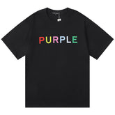 Purple Brand Logo Letter Print T-Shirt