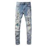 Amiri Side Straight Strips Rips Skinny Jeans #6566
