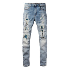 Amiri Side Straight Strips Rips Skinny Jeans #6566