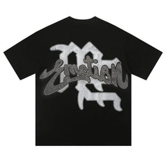 MIXED EMOTION Black “Rhinestone” Cropped Tee