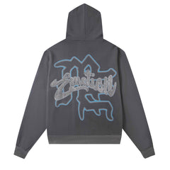 MIXED EMOTION Grey Rhinestone Hoodie