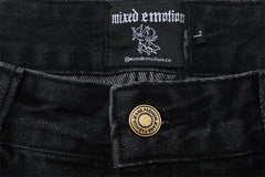 MIXED EMOTION Embroidered Denim Shorts