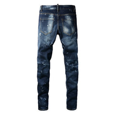 Amiri Side Straight Strips Rips Skinny Jeans #6905