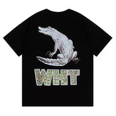 Off White Crocodile Pattern Printed T-Shirt
