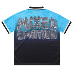 MIXED EMOTION Blue “Road Rage” Button Up Tee