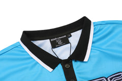 MIXED EMOTION Blue “Road Rage” Button Up Tee