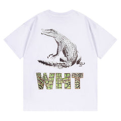Off White Crocodile Pattern Printed T-Shirt