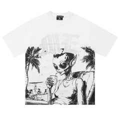 MIXED EMOTION Cream “Beach” Rhinestone Tee