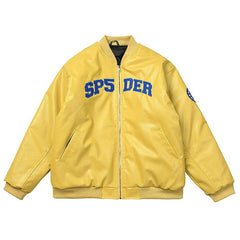 Sp5der Leather Logo Bomber Jacket