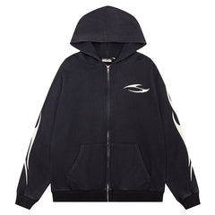 Hellstar Flame Printed Zip Hoodie