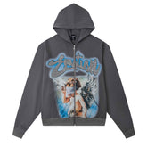 MIXED EMOTION Grey Rhinestone Hoodie
