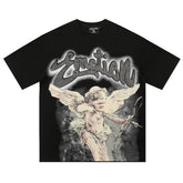 MIXED EMOTION Black “Rhinestone” Cropped Tee