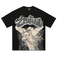 MIXED EMOTION Black “Rhinestone” Cropped Tee