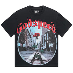 Godspeed Rose Pattern Printed T-Shirts #1051