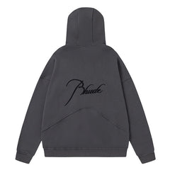 Rhude Logo Embroidery Zip Hoodies