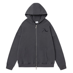 Rhude Logo Embroidery Zip Hoodies