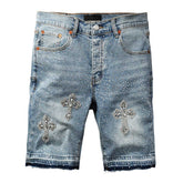 Purple Brand Diamond Denim Shorts #5098