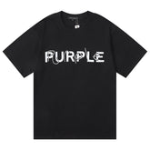 Purple Brand Logo Letter Print T-Shirt