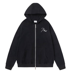 Rhude Logo Embroidery Zip Hoodies