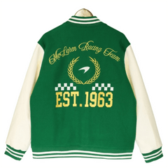 Rhude 22Fw Floral Embroidery Emblem Wool Tweed Baseball Uniform Bomber Jacket #Green