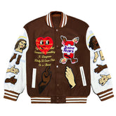 Saint Michael embroidered-patch bomber jacket-Brown