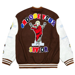 Saint Michael embroidered-patch bomber jacket-Brown