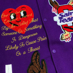 Saint Michael embroidered-patch bomber jacket-Brown