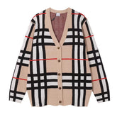 Burberry Check Technical Cotton Cardigan Sweater