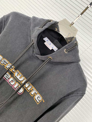 Off White Washed and distressed character pattern Hoodies