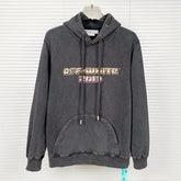 Off White Washed and distressed character pattern Hoodies