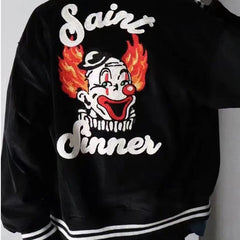 Saint Michael Joker Embroidered Corduroy Baseball Jacket