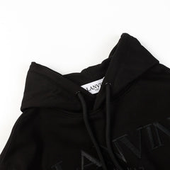 Lanvin Logo Embroidered Cotton Hooded Sweatshirt