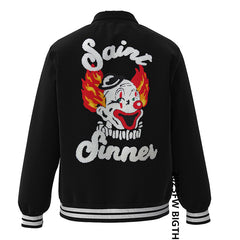 Saint Michael Joker Embroidered Corduroy Baseball Jacket