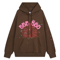 Sp5der 555555 Angel Number Hoodie-Brown #8203
