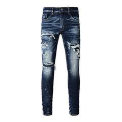 Amiri Side Straight Strips Rips Skinny Jeans #6905