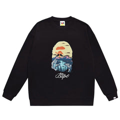 BAPE Ape Head Pattern Letter Print Sweatshirt