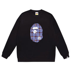 BAPE Ape Head Plaid Pattern Print Sweatshirt