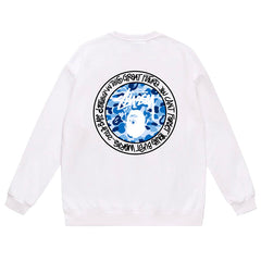 BAPE x Stussy Letter Print Crew Neck Sweatshirt