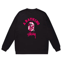 BAPE x Stussy Ape Head Pattern Print Sweatshirt