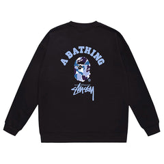 BAPE x Stussy Ape Head Pattern Print Sweatshirt