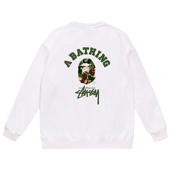 BAPE x Stussy Ape Head Pattern Print Sweatshirt