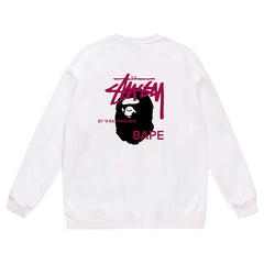 BAPE x Stussy Ape Head Pattern Print Sweatshirt