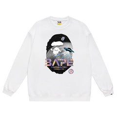 BAPE Ape Head Flying Saucer Laser Letter Pattern Print Sweatshirt